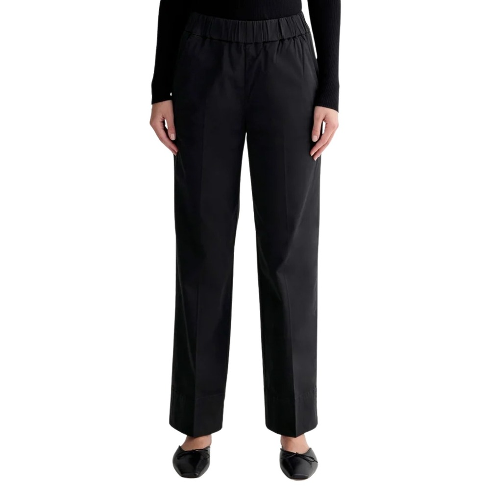 Everlane Pants Womens 4 Black Easy Organic Cotton Pull On Straight Leg Twill